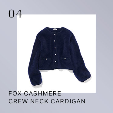 04 FOX CASHMERE CREW NECK CARDIGAN